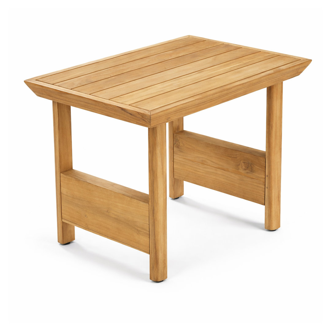 Everlee Solid Teak Outdoor Rectangular Side Table